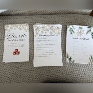 Festive Baby Shower Game Cards